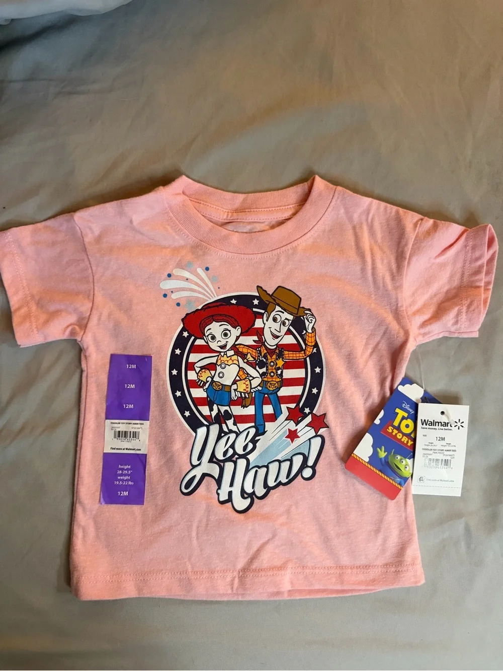 Disney Toy Story 'Yee Haw!' Pink toddler baby T‑Shirt 12m BNWT America theme